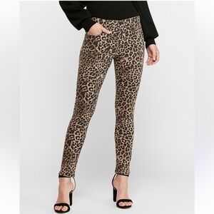 7 For All Mankind Leopard Print Ankle Skinny Jeans Size: 28